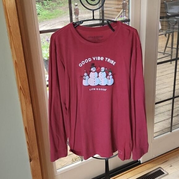 Life is Good "Good Vibe Tribe" Holiday Snowman Long Sleeve Crusher Sz L T-shirt - Picture 5 of 12